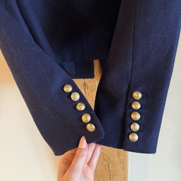 NWT L'AGENCE True Collarless Wool Blend Jacket - Midnight Navy Blue, Size 10 - Picture 12 of 12